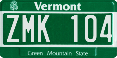 VT license plate ZMK104