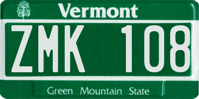 VT license plate ZMK108