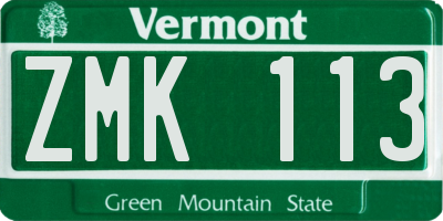 VT license plate ZMK113