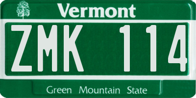 VT license plate ZMK114