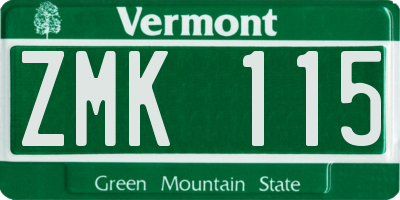 VT license plate ZMK115