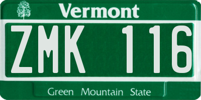 VT license plate ZMK116