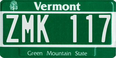 VT license plate ZMK117