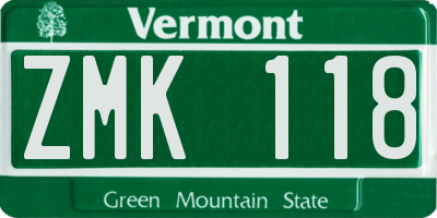 VT license plate ZMK118