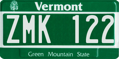 VT license plate ZMK122