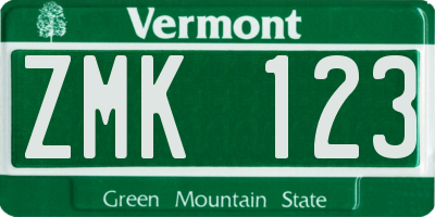 VT license plate ZMK123