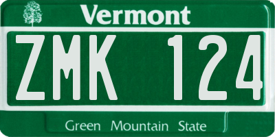 VT license plate ZMK124