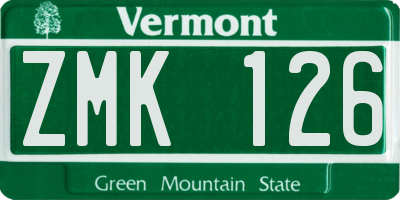 VT license plate ZMK126