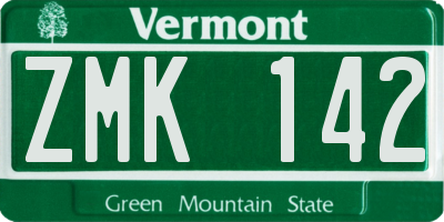 VT license plate ZMK142