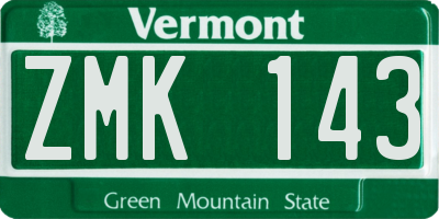 VT license plate ZMK143