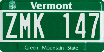 VT license plate ZMK147