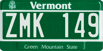 VT license plate ZMK149
