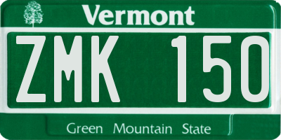 VT license plate ZMK150
