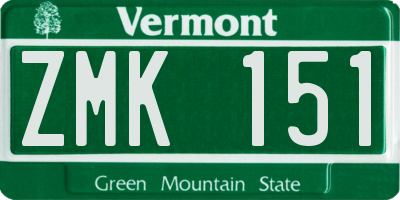 VT license plate ZMK151