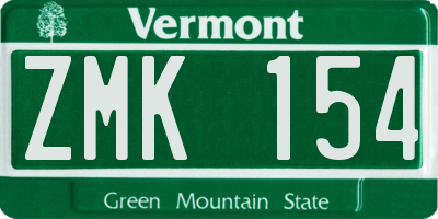 VT license plate ZMK154