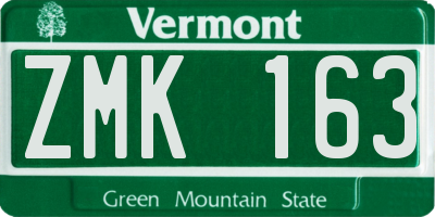VT license plate ZMK163