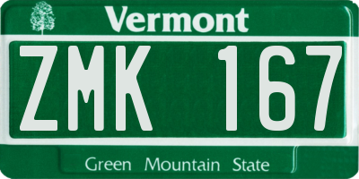 VT license plate ZMK167