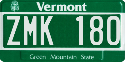 VT license plate ZMK180