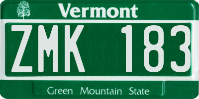 VT license plate ZMK183