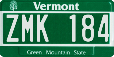 VT license plate ZMK184