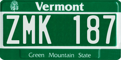 VT license plate ZMK187