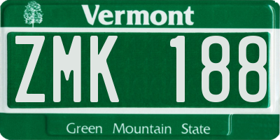 VT license plate ZMK188