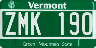 VT license plate ZMK190