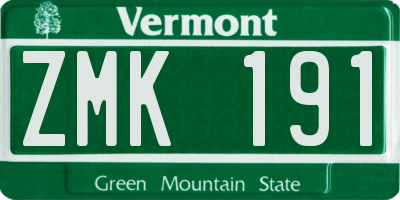 VT license plate ZMK191