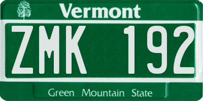VT license plate ZMK192