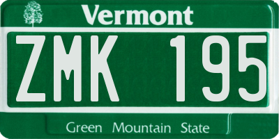 VT license plate ZMK195