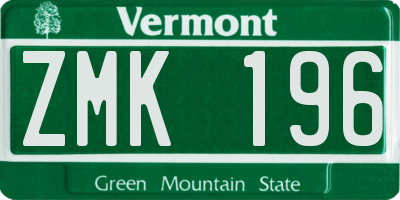 VT license plate ZMK196