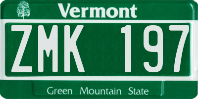 VT license plate ZMK197