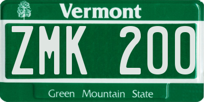 VT license plate ZMK200