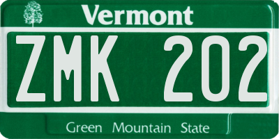 VT license plate ZMK202