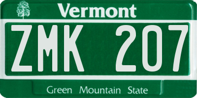 VT license plate ZMK207