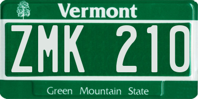 VT license plate ZMK210