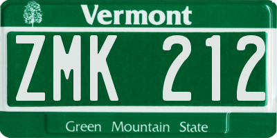 VT license plate ZMK212