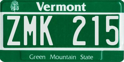 VT license plate ZMK215