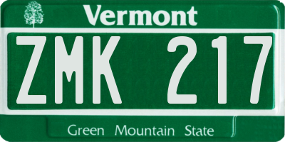 VT license plate ZMK217