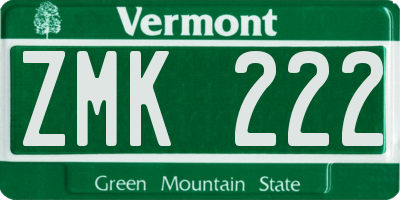 VT license plate ZMK222