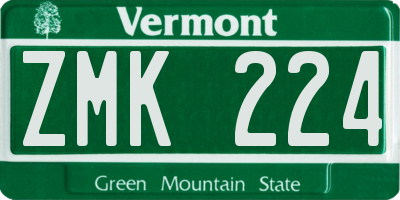 VT license plate ZMK224