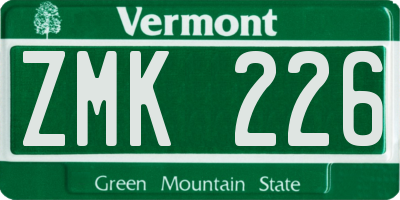 VT license plate ZMK226