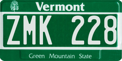 VT license plate ZMK228