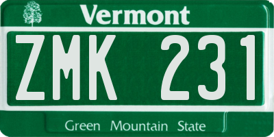 VT license plate ZMK231