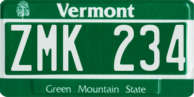 VT license plate ZMK234