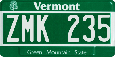 VT license plate ZMK235