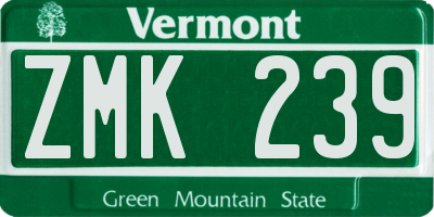 VT license plate ZMK239