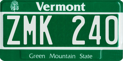 VT license plate ZMK240