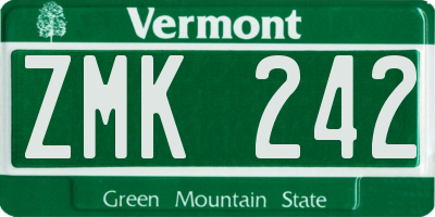 VT license plate ZMK242