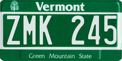 VT license plate ZMK245